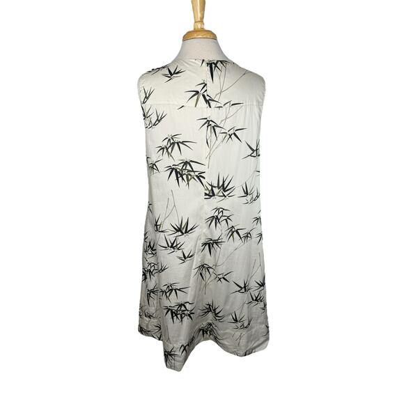 TALBOTS Bamboo Print Ivory White A-Line Dress Size 12 Petite Cotton Lightweight - Picture 3 of 9